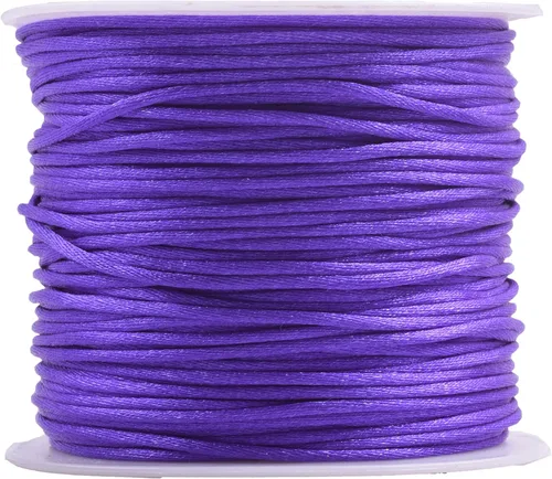 Miniatura 41 de KONMAY 80 Yardas 1.0mm Cordón Rattail de Nylon Satén Seda Trim Hilo para Cuentas para Nudos Chinos, Kumihimo, Trabajo con Cuentas, Macramé, 2-Azul