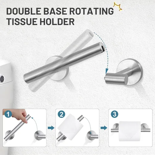 Miniatura 4 de TURS Juego de accesorios de baño de acero cepillado de 5 piezas, juego de barra de toalla de baño de acero inoxidable SUS304, kit de accesorios