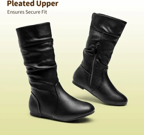 Miniatura 4 de DREAM PAIRS - Botas de invierno para montar en bicicleta para niñas, altura hasta la rodilla, piel sintética (niñas pequeñas, medianas y grandes)