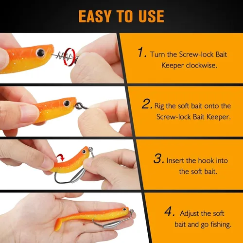 Miniatura 6 de Dovesun 12PCS/44PCS Anzuelos Ponderados de Natación Anzuelos de Pesca Ponderados Anzuelos de Agua Salada y Agua Dulce de Gusano Sin Malas Hierbas