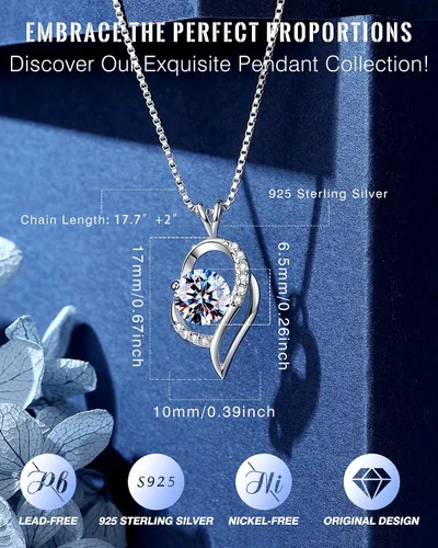 Miniatura 4 de Collar de diamantes de moissanita para mujer con espejo compacto de oro rosa y tarjeta de mensaje, regalos para mujer/esposa/novia/alma gemela
