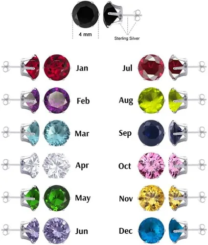 Miniatura 2 de 4mm Round Cubic Zirconia Post Back 925 Sterling Silver CZ Stud Earrings for Women Sets