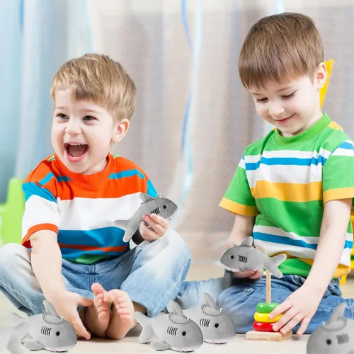 Miniatura 5 de Zubebe 24 llaveros de tiburón de felpa para fiestas, regalos de fiesta de animales pequeños a granel para niños, aula, escuela, baby shower, mar
