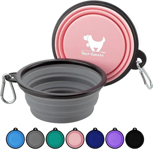 Miniatura 22 de Rest-Eazzzy - Tazones plegables grandes para perros 1000 ml, 2 unidades de fuente de agua portátil para perros, gatos, mascotas, plato plegable