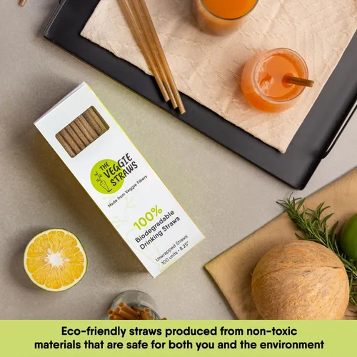 Miniatura 7 de The Veggie Straws – 100 popotes biodegradables sin envolver de 8.25 pulgadas – Hecho de fibras vegetales, las mejores pajitas ecológicas