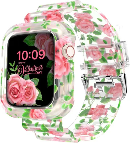 Miniatura 42 de DABAOZA - Correa compatible con Apple Watch de 49 mm, 46 mm, 45 mm, 44 mm, 42 mm, 41 mm, 40 mm, 38 mm, con protector, correa de TPU brillante