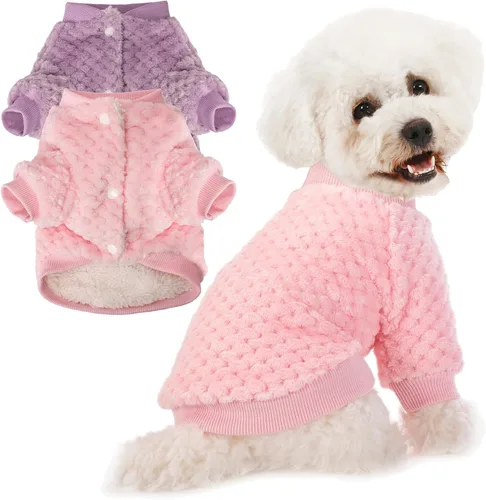 Miniatura 10 de Suéter para Perro, Paquete de 2 o 3 Suéteres para Perros Pequeños y Medianos o Gatos, Ropa Cálida de Franela Suave para Mascotas para Perros Hembra
