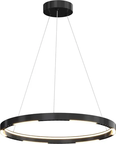 Miniatura 12 de Lámpara colgante LED moderna regulable de 23.6 pulgadas, color negro, 1 anillo circular, para sala de estar, comedor, cocina, oficina, vestíbulo