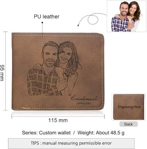 Miniatura 3 de Carteras personalizadas para hombres, carteras de fotos personalizadas de piel sintética para hombres, marido, papá, hijo, regalos personalizados