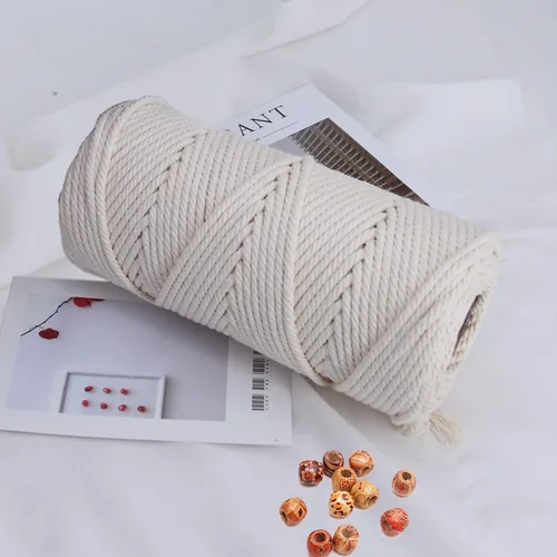 Cuerda de macramé de algodón de 0.157 in, 328.1 ft, 1 paquete de 4 hebras torcidas de 0.157 in (0.157 in) para macramé tejida a mano hecha a mano
