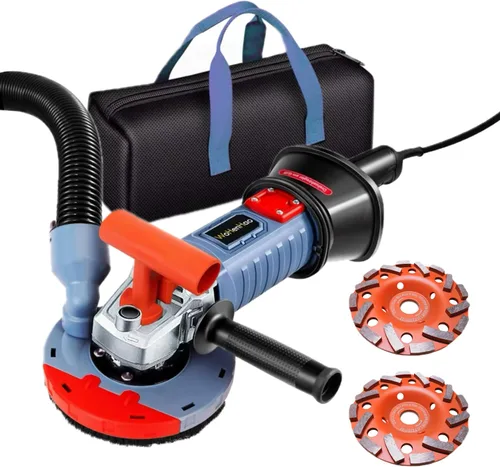 Miniatura 7 de Wohenhao Cepilladora de Concreto de 5 Pulgadas 1500W con Cubierta de Extracción de Polvo y Rueda de Copa de Diamante, Máquina de Eliminación