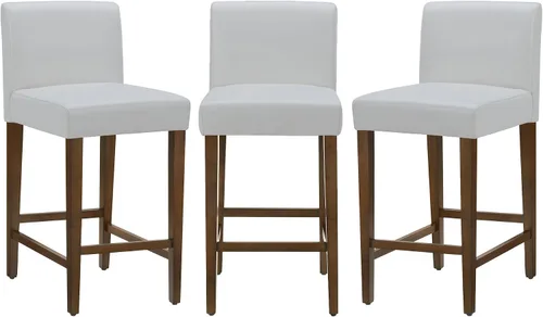 Miniatura 25 de CHITA Juego de 2 taburetes de bar de altura de mostrador, taburetes de bar tapizados de altura de asiento de 27 pulgadas, cuero sintético en negro