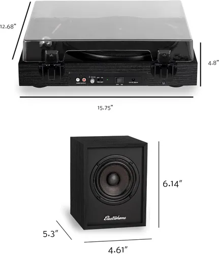 Miniatura 8 de Electrohome Montrose - Reproductor de discos de vinilo actualizable con Huntley, altavoces Bluetooth alimentados, controlador de 3 pulgadas, para un