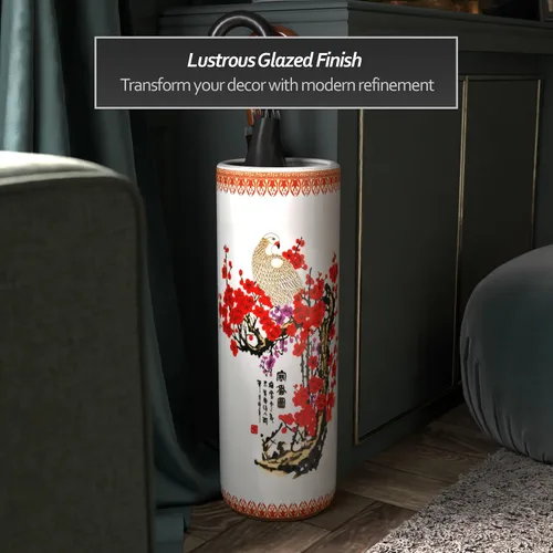 Miniatura 5 de Idea de regalo para decoración casera elegante de calidad fina - Depósito clásico para guardar paraguas y bastones de porcelana china de 24 pulgadas
