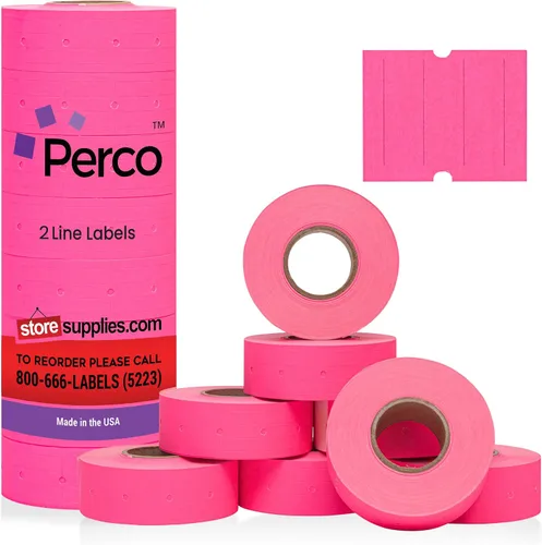 Miniatura 14 de Perco Etiquetas azules de 2 líneas, 6,000 etiquetas de precio en blanco y fecha para pistolas Perco de 2 líneas de precio y fecha, 8 rollos, 1