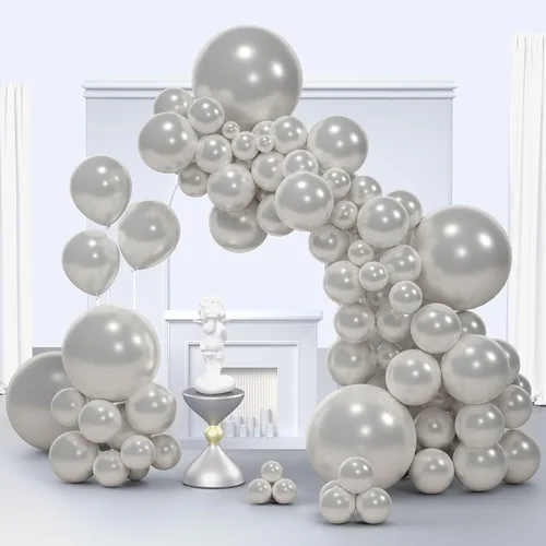 Miniatura 37 de Globos color beige, 150 unidades de diferentes tamaños, paquete de globos de 18 pulgadas, 12 pulgadas, 10 pulgadas, 5 pulgadas, color marfil crema