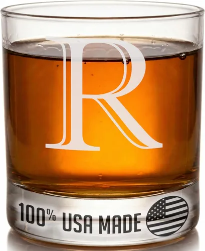 Miniatura 7 de Monograma grabado de cristal de whisky Rocks de 11 onzas (letra S), regalos de bourbon personalizados de la A-Z para hombres, día del padre, vidrio
