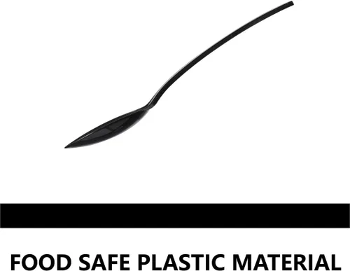 Miniatura 3 de Paquete de 60 cucharas de plástico negro para servir, juego a granel de 9 pulgadas, cubiertos desechables resistentes, utensilios resistentes al