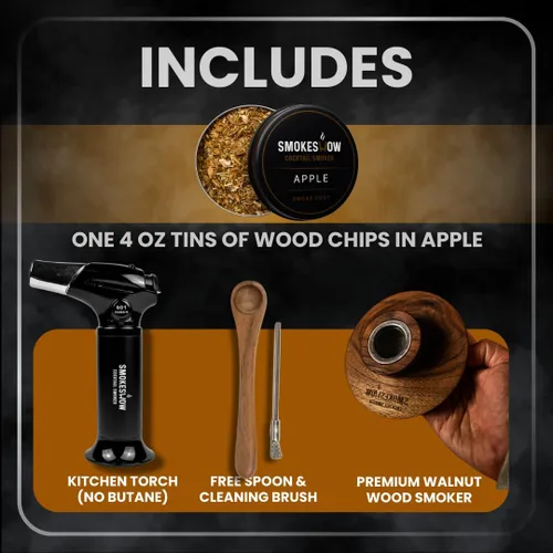 Miniatura 2 de Smokeshow Cocktail Smoker Paquete con antorcha de cocina, un sabor de virutas de madera de manzana (sin butano incluido)