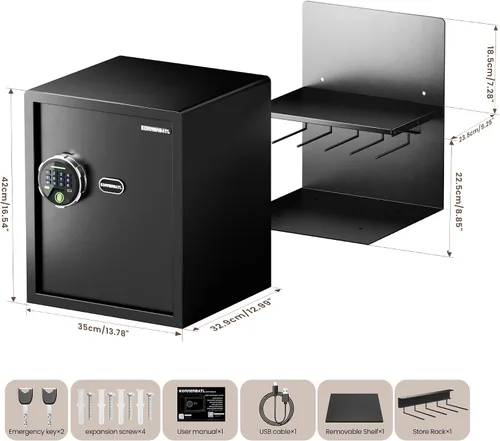 Miniatura 5 de KornerBatl Caja fuerte inteligente para pistola de huellas dactilares con bloqueo biométrico