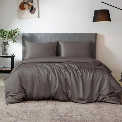 Miniatura 14 de TXHSILK - Sábanas 100% de seda, seda 7A+, 3 piezas, transpirables, suaves, 1 funda de edredón, 2 fundas de almohada con cremallera oculta