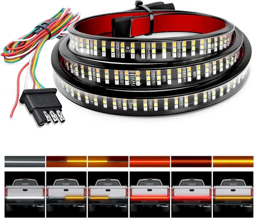 Miniatura 9 de NilightTR-04 Camión Barra de traseras 60 "Triple Fila 504 LED Strip con freno rojo Blanco Luces de torneado de ámbar secuencial secuencial inverso