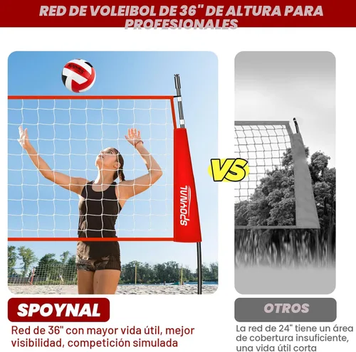 Miniatura 4 de Red de voleibol portátil de 12 pies/20 pies para patio trasero, red de práctica de voleibol independiente, juego de entrenamiento de voleibol