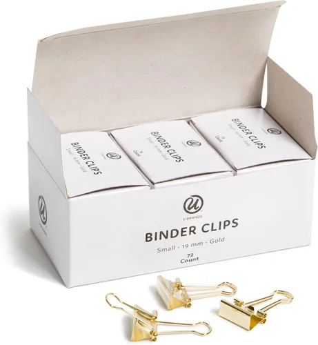 Miniatura 2 de U Brands Clips para carpeta, 72 unidades, 3/4 pulgadas, mini abrazaderas de papel de metal dorado para el hogar, la escuela y el negocio