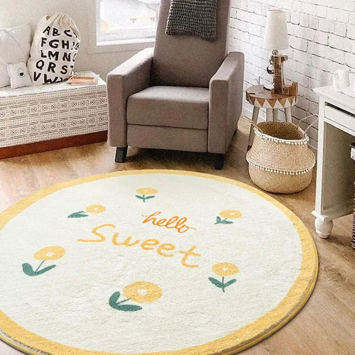 Miniatura 13 de Poowe Alfombra de juego para niños, alfombra redonda educativa del alfabeto, suave, antideslizante, para el dormitorio de los niños pequeños León-2