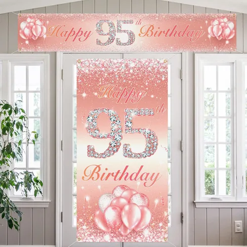 Miniatura 19 de Juego de carteles largos de feliz cumpleaños 10 para puerta, porche, decoración de cumpleaños de 10 años para niñas, suministros de fiesta