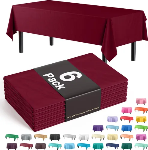 Miniatura 64 de Party Solids Paquete de 6 manteles de plástico prémium de 54 pulgadas x 108 pulgadas. Cubierta de mesa rectangular de plástico - Aqua