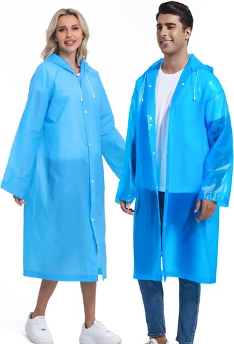 Miniatura 133 de 2 abrigos de lluvia de Borogo para adultos, chaquetas de lluvia reutilizables para hombres y mujeres