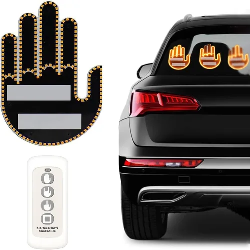 Luz de dedo para automóvil con control remoto, divertida iluminación LED de gestos con 3 modos, recordatorio de advertencia de luz de señal de