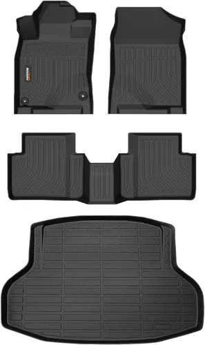 Miniatura 40 de Alfombrillas para todo tipo de clima y forro de carga para Volkswagen Atlas 2018-2025 (asiento de cubo de 6 pasajeros), juego completo de 3 filas