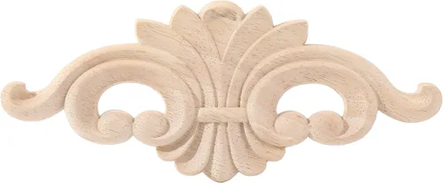 Apliques de madera - Onlays tallados a mano (sin pintar) para puerta, pared, gabinete, chimenea y armario (1 unidad, 8.7 x 3.5 in/8.66 x 3.54