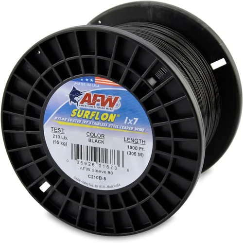 Miniatura 50 de Alambre de pesca americano Surflon recubierto de nailon 1x7 de acero inoxidable, línea líder de pesca para agua salada, prueba de 10 libras - prueba