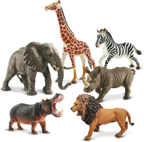 Zippytots 6 piezas figuras de animales de safari para niños de 3-5 años figuras realistas de animales de selva de plástico vida silvestre africana