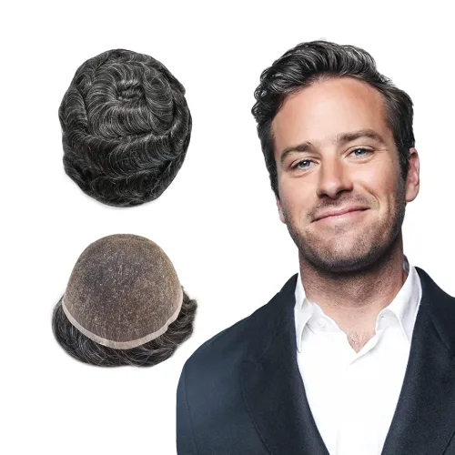 Miniatura 62 de PUNRU HAIR Completo Swiss Lace Toupee para hombres Sistema de cabello humano real Sistema de reemplazo de cabello humano para hombre Toupee