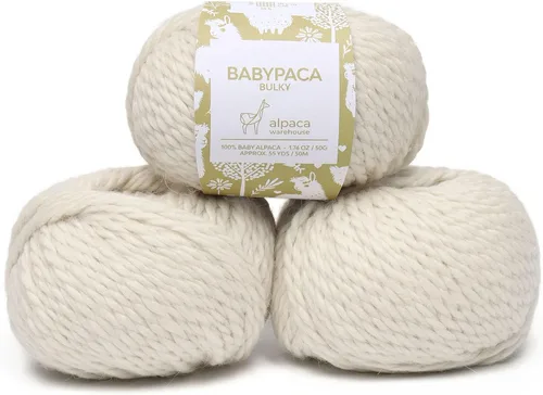 Miniatura 10 de Juego de 3 madejas 100% de lana de alpaca bebé, peso voluminoso, fabricadas en Perú, celestial suave y perfecto para tejer y tejer a ganchillo