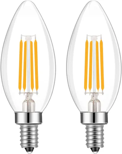 Miniatura 12 de Bombilla Edison de filamento LED de base europea E14, 2 W, blanco cálido, 2700 K, no regulable (paquete de 4)