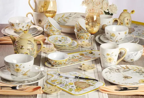 Miniatura 3 de Bee Sweet - Platos de ensalada y postre de melamina de 9 pulgadas, juego de 6 platos duraderos inastillables con diseño floral y de abeja, sin BPA