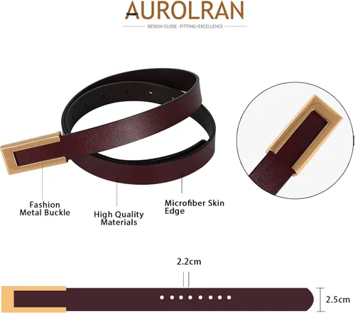 Miniatura 417 de Cinturón de cuero clásico con hebilla de metal para mujer con vestido de jeans