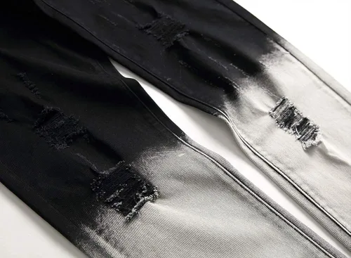 Miniatura 5 de Ylingjun - Pantalones vaqueros elásticos para hombre con bordado de rosa envejecido