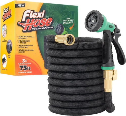 Miniatura 8 de Flexi Hose manguera de jardín expandible con boquilla de 8 funciones, 25 pies - manguera de jardín retráctil ligera, manguera de agua - flexibilidad