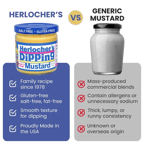 Miniatura 4 de Herlocher’s Dipping Mustard – Sweet & Tangy Mustard Dip, 8 oz Jar Gluten-Free, Salt-Free, Fat-Free Perfect Pretzel & Snack Dip Made in USA