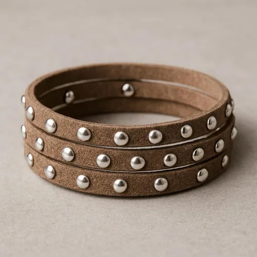 Miniatura 5 de Mandala Crafts Cordones de gamuza sintética para fabricación de joyas, 20 yardas, tiras de cordones de cuero con tachuelas doradas, cuerdas planas