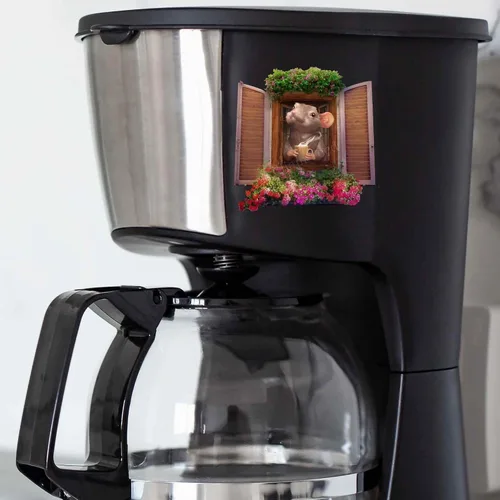 Miniatura 7 de Pegatina con agujero de ratón, adhesivo de pared extraíble, decoración de cocina, amante del café, refrigerador, diversión, agujero de ratón