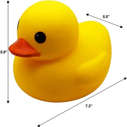 Miniatura 4 de Juguete de baño de pato Happy Trees Pato de baño grande Pato de goma chirriante para baby shower, 18 cm