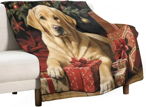 Miniatura 42 de Yellow Lab - Manta de Labrador de Navidad, linda y divertida para varios perros y mascotas, manta de verano de 30 x 40 pulgadas, manta de franela