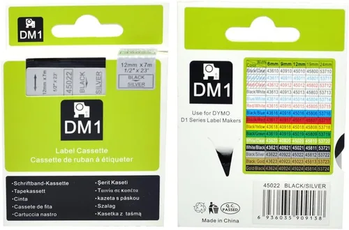 Miniatura 7 de Paquete de 2 casetes de etiquetas D1 45022 negro sobre plata compatible con cartucho de etiquetado Dymo compatible con LabelManager 160 280 PnP